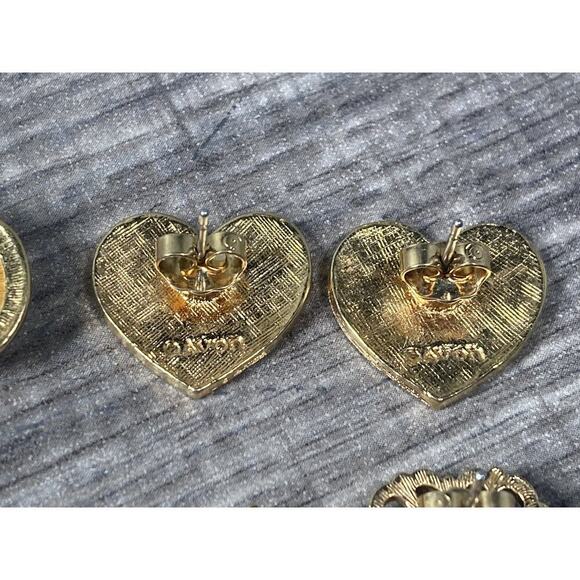 Vintage 1990’s AVON Gold Tone Pierced Earring Bundle Pumpkin Hearts Crown Rose - Picture 4 of 8